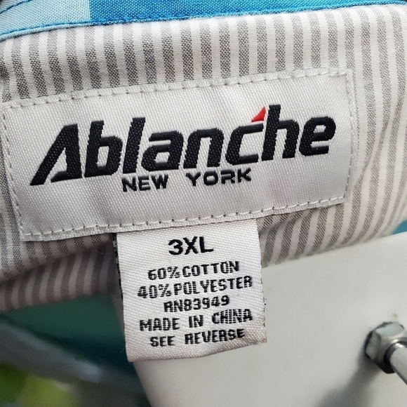 Ablanche New York Mens Shirt Size 3XL Button Front Blue Aqua - Picture 4 of 6